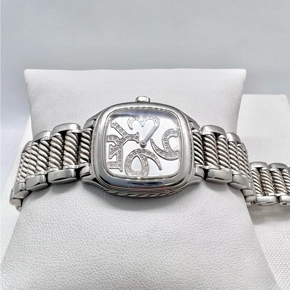 David Yurman Thoroughbred Diamond Sterling Silver & Stainless Steel Watch - Picture 6 of 9
